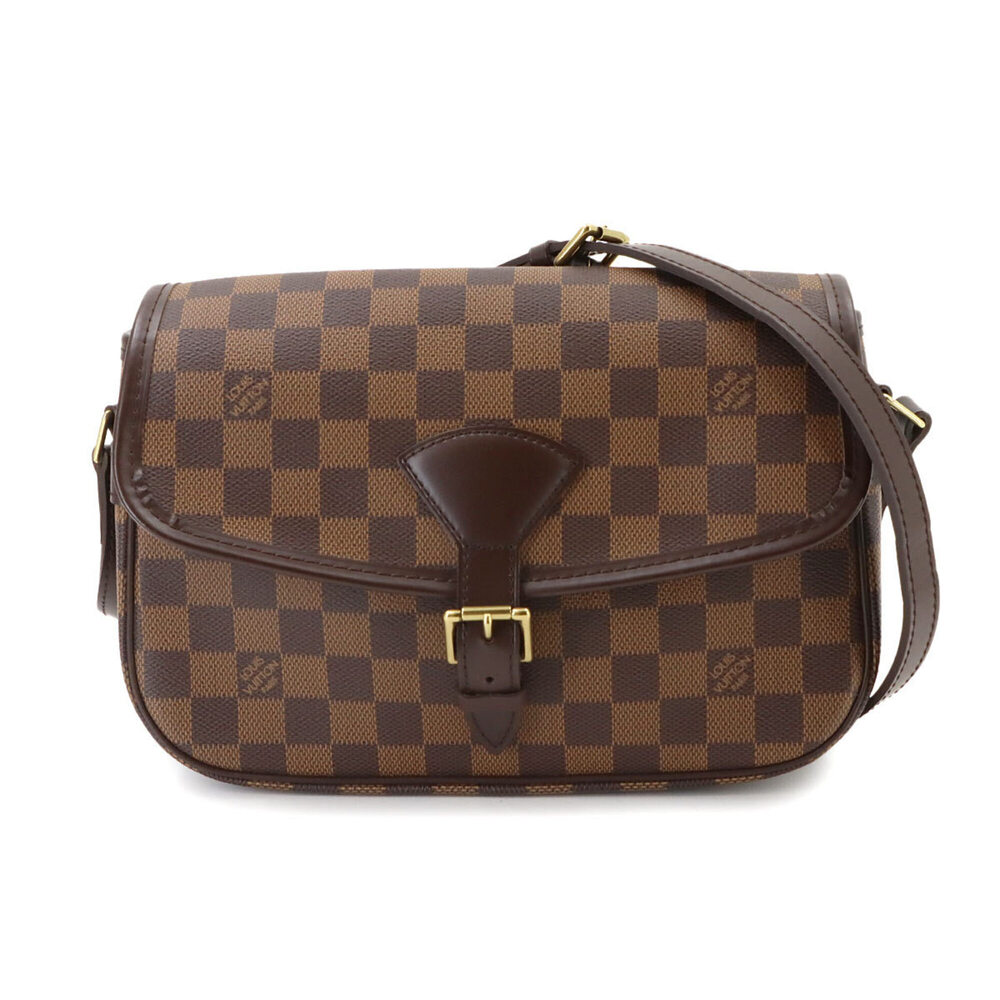 Louis Vuitton Damier Sologne Personal Shoulder Handbag, Ebene, N48079, Gold H...